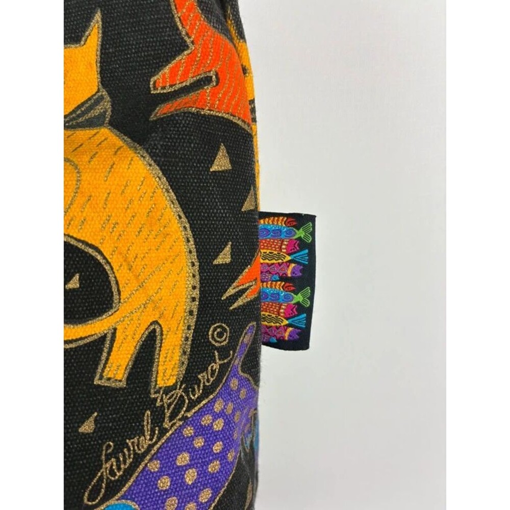 Laurel Burch "Dogs and Doggies" colorful waterproof canvas tote bag - Picture 8 of 11